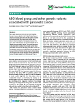 báo cáo khoa học: "  ABO blood group and other genetic variants associated with pancreatic cancer"
