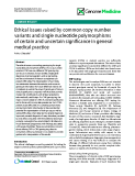 báo cáo khoa học: "  Ethical issues raised by common copy number variants and single nucleotide polymorphisms of certain and uncertain significance in general medical practice"