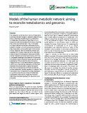 báo cáo khoa học: "  Models of the human metabolic network: aiming to reconcile metabolomics and genomics"