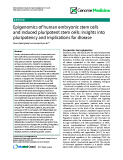 báo cáo khoa học: "Epigenomics of human embryonic stem cells and induced pluripotent stem cells: insights into pluripotency and implications for disease"