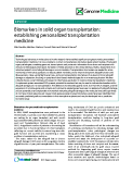 báo cáo khoa học: " Biomarkers in solid organ transplantation: establishing personalized transplantation medicine"