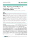 báo cáo khoa học: " Factors influencing patient willingness to participate in genetic research after a myocardial infarction"