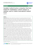 báo cáo khoa học: " Canadian medical tourism companies that have exited the marketplace: Content analysis of websites used to market transnational medical travel"