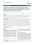 Báo cáo y học: " A study of the effectiveness of telepsychiatrybased culturally sensitive collaborative treatment of depressed Chinese Americans"