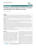 Báo cáo y học: " The Beck Cognitive Insight Scale (BCIS): translation and validation of the Taiwanese version"