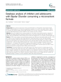 Báo cáo y học: "Database analysis of children and adolescents with Bipolar Disorder consuming a micronutrient formula"