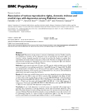 Báo cáo y học: "Association of various reproductive rights, domestic violence and marital rape with depression among Pakistani women"