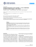 Báo cáo y học: "Case report  Isolated long thoracic nerve paralysis - a rare complication of anterior spinal surgery: a case report"