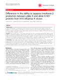 Báo cáo y học: "  Differences in the ability to suppress interferon b production between allele A and allele B NS1 proteins from H10 influenza A viruses"