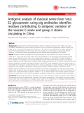 Báo cáo y học: " Antigenic analysis of classical swine fever virus E2 glycoprotein using pig antibodies identifies residues contributing to antigenic variation of the vaccine C-strain and group 2 strains circulating in China"