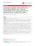 Báo cáo y học: " Comparative evaluation of the performance of the Abbott RealTime HIV-1 assay for measurement of HIV-1 plasma viral load on genetically diverse samples from Greece"