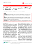 Báo cáo y học: " A rapid method to screen putative mRNA targets of any known microRNA"