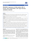 Báo cáo y học: " Metabolic responses to high protein diet in Korean elite bodybuilders with high-intensity resistance exercise"