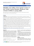 báo cáo khoa học:" Reliability and validity of the Spanish version of the 10-item Connor-Davidson Resilience Scale (10-item CD-RISC) in young adults"