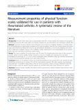 báo cáo khoa học:" Measurement properties of physical function scales validated for use in patients with rheumatoid arthritis: A systematic review of the literature"