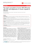 Báo cáo y học: "The inverse association of serum HBV DNA level with HDL and adiponectin in chronic hepatitis B infection"