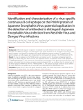 Báo cáo y học: "Identification and characterization of a virus-specific continuous B-cell epitope on the PrM/M protein of Japanese Encephalitis Virus: potential application in the detection of antibodies to distinguish Japanese Encephalitis Virus infection from West Nile Virus and Dengue Virus infections"