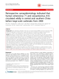 Báo cáo y học: " Retrospective seroepidemiology indicated that human enterovirus 71 and coxsackievirus A16 circulated wildly in central and southern China before large-scale outbreaks from 2008"