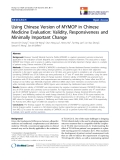 báo cáo khoa học:"  Using Chinese Version of MYMOP in Chinese Medicine Evaluation: Validity, Responsiveness and Minimally Important Change"