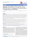 báo cáo khoa học:" Reliability and validity of Thai versions of the MOS-HIV and SF-12 quality of life questionnaires in people living with HIV/AIDS"