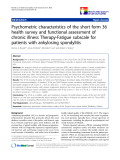 báo cáo khoa học:"  Psychometric characteristics of the short form 36 health survey and functional assessment of chronic illness Therapy-Fatigue subscale for patients with ankylosing spondylitis"