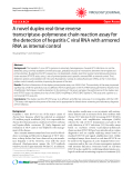 Báo cáo y học: " A novel duplex real-time reverse transcriptase-polymerase chain reaction assay for the detection of hepatitis C viral RNA with armored RNA as internal control"