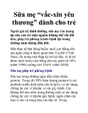 Sữa mẹ “vắc-xin yêu thương” dành cho trẻ