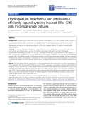 Báo cáo hóa học: "Thymoglobulin, interferon-g and interleukin-2 efficiently expand cytokine-induced killer (CIK) cells in clinical-grade cultures"