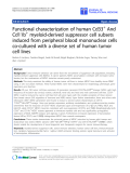 Báo cáo sinh học: "Functional characterization of human Cd33+ And Cd11b+ myeloid-derived suppressor cell subsets induced from peripheral blood mononuclear cells co-cultured with a diverse set of human tumor cell lines"