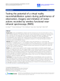 Báo cáo hóa học: "  Testing the potential of a virtual reality neurorehabilitation system during performance of observation, imagery and imitation of motor actions recorded by wireless functional nearinfrared spectroscopy (fNIRS)"