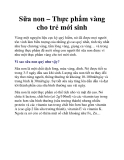 Sữa non – Thực phẩm vàng cho trẻ mới sinh