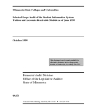 The Minnesota State Colleges and Universities Selected Scope Audit of the Student Information System Tuition and Accounts Receivable Module as of June 1999_part1