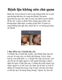 Bệnh lậu không nên chủ quan