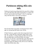 Parkinson những điều nên biết.