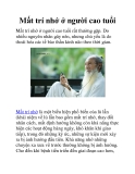 Mất trí nhớ ở người cao tuổi