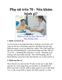 Phụ nữ trên 70 - Nên khám bệnh gì?