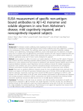 báo cáo hóa học: " ELISA measurement of specific non-antigenbound antibodies to Ab1-42 monomer and soluble oligomers in sera from Alzheimer’s disease, mild cognitively impaired, and noncognitively impaired subjects"
