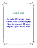 Luận văn: Kế toán tiền lương và các khoản trích theo lương tại Công ty sản xuất Thương Mại và dịch vụ Phú Bình