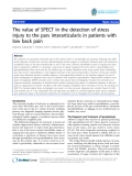 báo cáo hóa học:"   The value of SPECT in the detection of stress injury to the pars interarticularis in patients with low back pain"