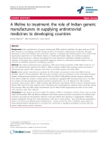 báo cáo hóa học:"  A lifeline to treatment: the role of Indian generic manufacturers in supplying antiretroviral medicines to developing countries"