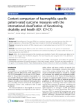 báo cáo hóa học:"  Content comparison of haemophilia specific patient-rated outcome measures with the international classification of functioning, disability and health (ICF, ICF-CY)"