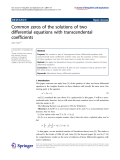 Báo cáo hóa học: "   Common zeros of the solutions of two differential equations with transcendental coefficients"