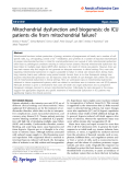 Báo cáo hóa học: " Mitochondrial dysfunction and biogenesis: do ICU patients die from mitochondrial failure?"