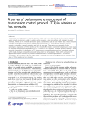 Báo cáo hóa học: " A survey of performance enhancement of transmission control protocol (TCP) in wireless ad hoc networks"