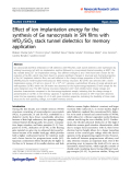 Báo cáo hóa học: "  Effect of ion implantation energy for the synthesis of Ge nanocrystals in SiN films with HfO2/SiO2 stack tunnel dielectrics for memory application"