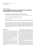 Báo cáo hóa học: " Research Article Design and Implementation of a Lightweight Security Model to Prevent IEEE 802.11 Wireless DoS Attacks"