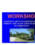 Báo cáo khoa học nông nghiệp " LESSONS LEARNT ON PARTICIPATORY FOREST LAND ALLOCATION IN QUANG NGAI PROVINCE "