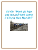 Đề tài: Đánh giá hiệu quả sản xuất kinh doanh ở Công ty than Mạo Khê