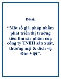 Đề tài: “Một số giải pháp nhằm phát triển thị trường tiêu thụ sản phẩm của công ty TNHH sản xuất, thương mại & dich vụ Đức-Việt”.