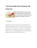 7 Sai Lầm Khiến Phụ Nữ Không Thể Giảm Cân Điểm lại những kế hoạch ăn